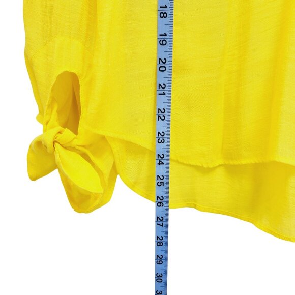 Maeve By Anthropologie Womens Yellow V-Neck Blouse With Bow Sleeves Size Small - Picture 9 of 12